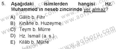 İlk Dönem İslam Tarihi Dersi 2012 - 2013 Yılı Tek Ders Sınav Soruları 5. Soru