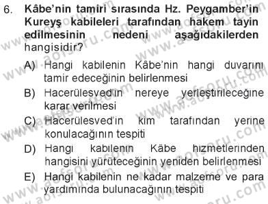 İlk Dönem İslam Tarihi Dersi 2012 - 2013 Yılı Tek Ders Sınav Soruları 6. Soru