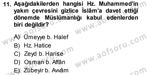 İlk Dönem İslam Tarihi Dersi 2013 - 2014 Yılı (Vize) Ara Sınav Soruları 11. Soru