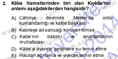 İlk Dönem İslam Tarihi Dersi 2013 - 2014 Yılı (Vize) Ara Sınav Soruları 2. Soru