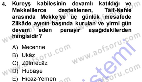 İlk Dönem İslam Tarihi Dersi 2013 - 2014 Yılı (Vize) Ara Sınav Soruları 4. Soru