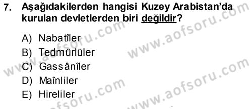 İlk Dönem İslam Tarihi Dersi 2013 - 2014 Yılı (Vize) Ara Sınav Soruları 7. Soru