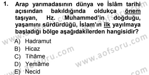 İlk Dönem İslam Tarihi Dersi 2013 - 2014 Yılı Tek Ders Sınav Soruları 1. Soru