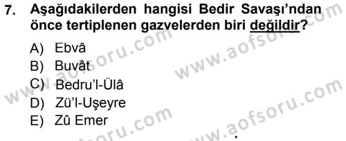 İlk Dönem İslam Tarihi Dersi 2013 - 2014 Yılı Tek Ders Sınav Soruları 7. Soru