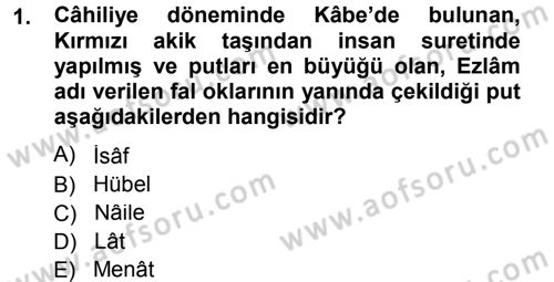 İlk Dönem İslam Tarihi Dersi 2014 - 2015 Yılı (Vize) Ara Sınav Soruları 1. Soru