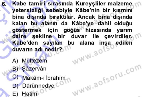 İlk Dönem İslam Tarihi Dersi Ara Sınavı Deneme Sınav Soruları 6. Soru