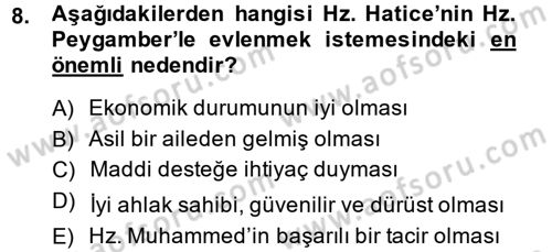 İlk Dönem İslam Tarihi Dersi Ara Sınavı Deneme Sınav Soruları 8. Soru