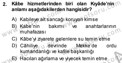 İlk Dönem İslam Tarihi Dersi 2014 - 2015 Yılı (Final) Dönem Sonu Sınav Soruları 2. Soru