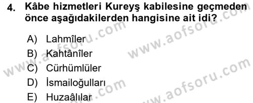 İlk Dönem İslam Tarihi Dersi 2015 - 2016 Yılı (Vize) Ara Sınav Soruları 4. Soru