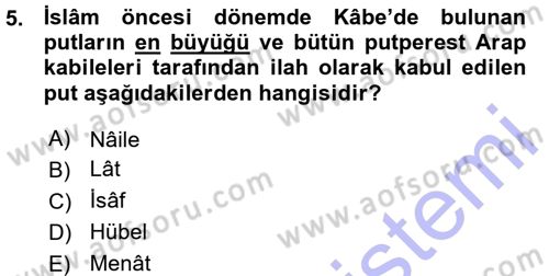 İlk Dönem İslam Tarihi Dersi 2015 - 2016 Yılı (Vize) Ara Sınav Soruları 5. Soru