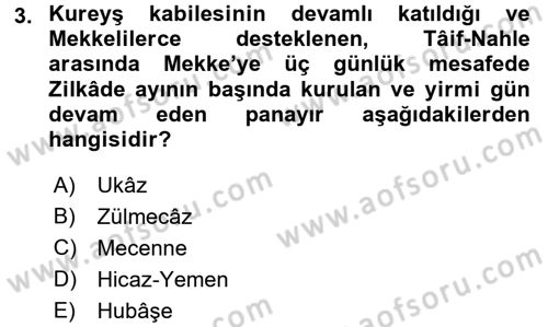 İlk Dönem İslam Tarihi Dersi 2016 - 2017 Yılı 3 Ders Sınav Soruları 3. Soru