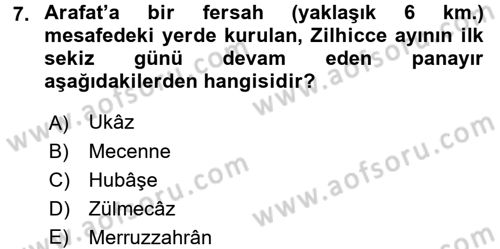 İlk Dönem İslam Tarihi Dersi 2016 - 2017 Yılı 3 Ders Sınav Soruları 7. Soru