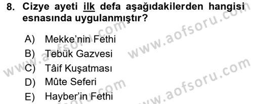İlk Dönem İslam Tarihi Dersi 2016 - 2017 Yılı 3 Ders Sınav Soruları 8. Soru