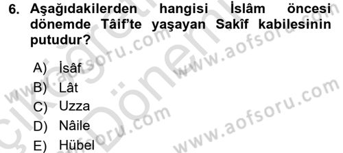 İlk Dönem İslam Tarihi Dersi 2016 - 2017 Yılı (Vize) Ara Sınavı 6. Soru