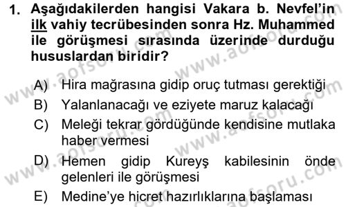 İlk Dönem İslam Tarihi Dersi 2017 - 2018 Yılı 3 Ders Sınav Soruları 1. Soru