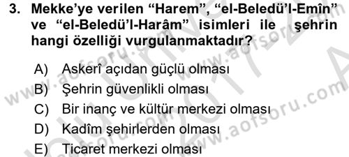 İlk Dönem İslam Tarihi Dersi 2017 - 2018 Yılı (Vize) Ara Sınav Soruları 3. Soru