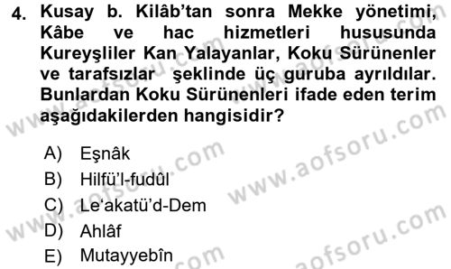 İlk Dönem İslam Tarihi Dersi 2017 - 2018 Yılı (Vize) Ara Sınav Soruları 4. Soru
