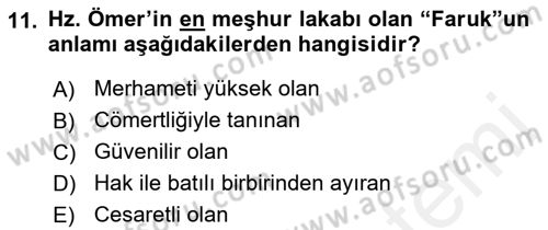 İlk Dönem İslam Tarihi Dersi 2018 - 2019 Yılı (Final) Dönem Sonu Sınav Soruları 11. Soru