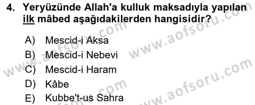 İlk Dönem İslam Tarihi Dersi 2018 - 2019 Yılı (Final) Dönem Sonu Sınav Soruları 4. Soru