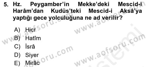 İlk Dönem İslam Tarihi Dersi 2018 - 2019 Yılı (Final) Dönem Sonu Sınav Soruları 5. Soru
