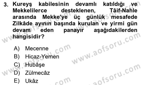 İlk Dönem İslam Tarihi Dersi 2018 - 2019 Yılı Yaz Okulu Sınav Soruları 3. Soru
