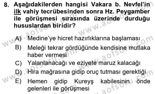 İlk Dönem İslam Tarihi Dersi 2018 - 2019 Yılı Yaz Okulu Sınav Soruları 8. Soru