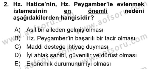 İlk Dönem İslam Tarihi Dersi 2019 - 2020 Yılı (Final) Dönem Sonu Sınav Soruları 2. Soru