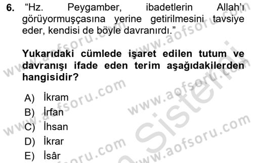 İlk Dönem İslam Tarihi Dersi 2019 - 2020 Yılı (Final) Dönem Sonu Sınav Soruları 6. Soru