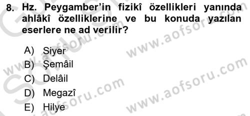 İlk Dönem İslam Tarihi Dersi 2019 - 2020 Yılı (Final) Dönem Sonu Sınav Soruları 8. Soru