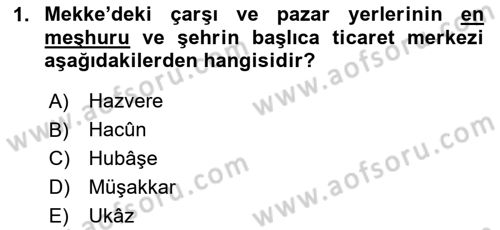 İlk Dönem İslam Tarihi Dersi 2020 - 2021 Yılı Yaz Okulu Sınav Soruları 1. Soru