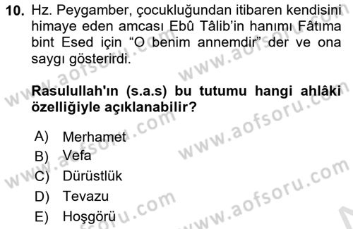 İlk Dönem İslam Tarihi Dersi 2020 - 2021 Yılı Yaz Okulu Sınav Soruları 10. Soru