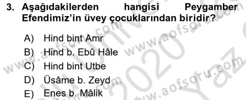 İlk Dönem İslam Tarihi Dersi 2020 - 2021 Yılı Yaz Okulu Sınav Soruları 3. Soru