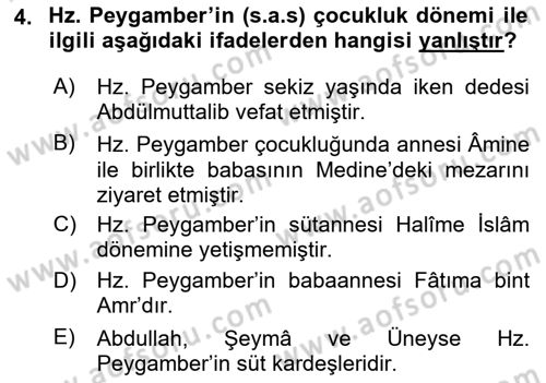 İlk Dönem İslam Tarihi Dersi 2020 - 2021 Yılı Yaz Okulu Sınav Soruları 4. Soru