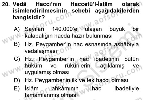İlk Dönem İslam Tarihi Dersi 2021 - 2022 Yılı (Vize) Ara Sınav Soruları 20. Soru