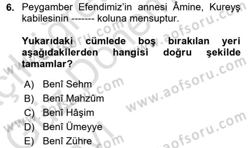 İlk Dönem İslam Tarihi Dersi 2021 - 2022 Yılı (Vize) Ara Sınav Soruları 6. Soru