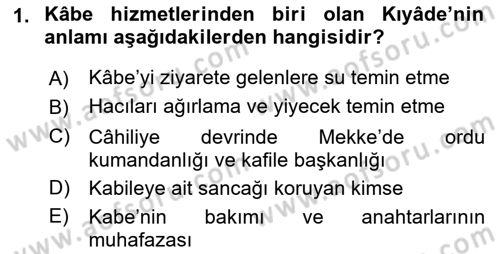 İlk Dönem İslam Tarihi Dersi 2021 - 2022 Yılı Yaz Okulu Sınav Soruları 1. Soru