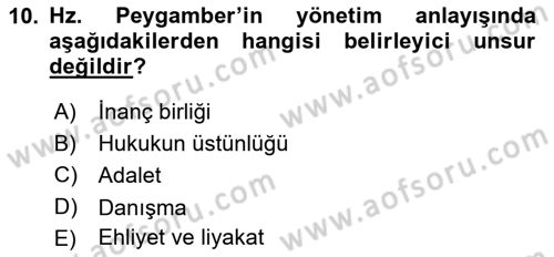 İlk Dönem İslam Tarihi Dersi 2021 - 2022 Yılı Yaz Okulu Sınav Soruları 10. Soru