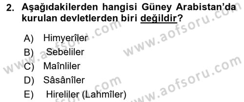 İlk Dönem İslam Tarihi Dersi 2021 - 2022 Yılı Yaz Okulu Sınav Soruları 2. Soru