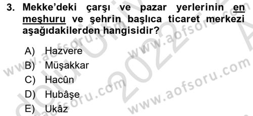 İlk Dönem İslam Tarihi Dersi 2022 - 2023 Yılı (Vize) Ara Sınavı 3. Soru