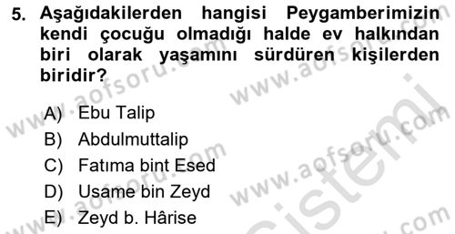 İlk Dönem İslam Tarihi Dersi Ara Sınavı Deneme Sınav Soruları 5. Soru