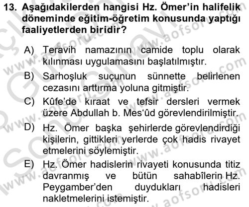 İlk Dönem İslam Tarihi Dersi 2022 - 2023 Yılı (Final) Dönem Sonu Sınav Soruları 13. Soru