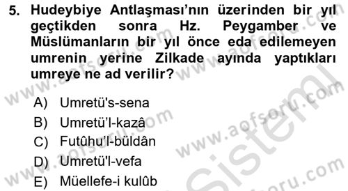 İlk Dönem İslam Tarihi Dersi 2022 - 2023 Yılı (Final) Dönem Sonu Sınav Soruları 5. Soru