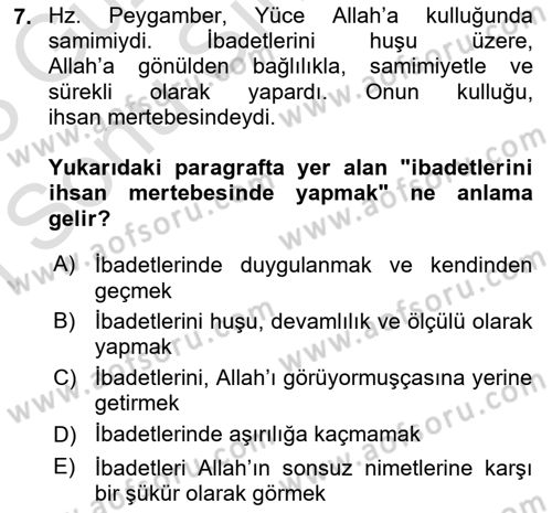 İlk Dönem İslam Tarihi Dersi 2022 - 2023 Yılı (Final) Dönem Sonu Sınav Soruları 7. Soru