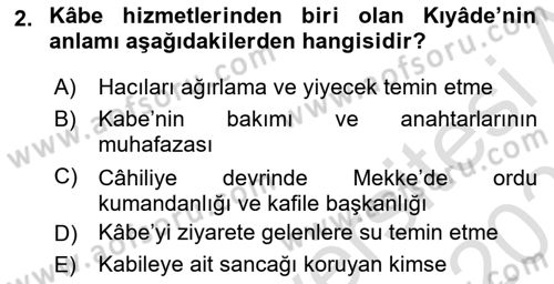 İlk Dönem İslam Tarihi Dersi 2022 - 2023 Yılı Yaz Okulu Sınav Soruları 2. Soru