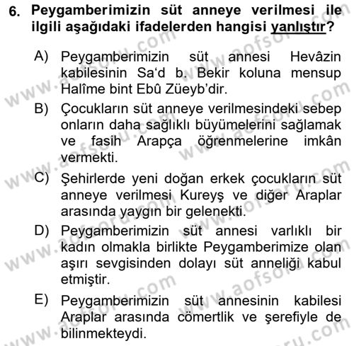 İlk Dönem İslam Tarihi Dersi 2023 - 2024 Yılı (Vize) Ara Sınav Soruları 6. Soru