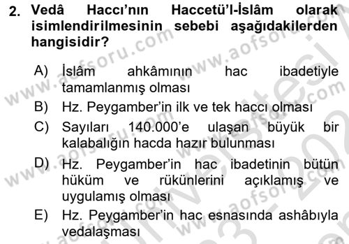 İlk Dönem İslam Tarihi Dersi 2023 - 2024 Yılı (Final) Dönem Sonu Sınav Soruları 2. Soru