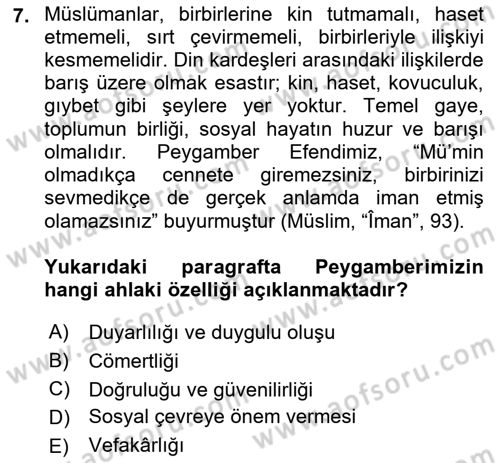 İlk Dönem İslam Tarihi Dersi 2023 - 2024 Yılı (Final) Dönem Sonu Sınav Soruları 7. Soru