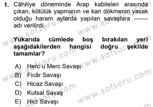 İlk Dönem İslam Tarihi Dersi 2023 - 2024 Yılı Yaz Okulu Sınav Soruları 1. Soru