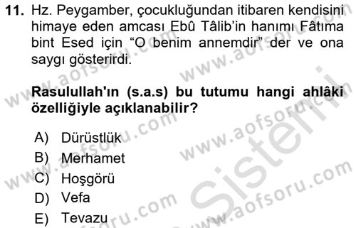 İlk Dönem İslam Tarihi Dersi 2023 - 2024 Yılı Yaz Okulu Sınav Soruları 11. Soru