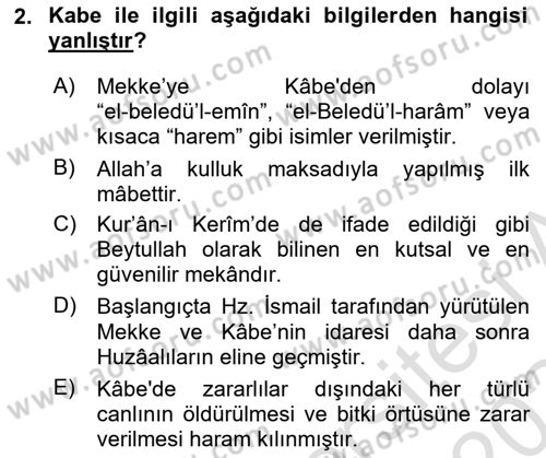 İlk Dönem İslam Tarihi Dersi 2023 - 2024 Yılı Yaz Okulu Sınav Soruları 2. Soru